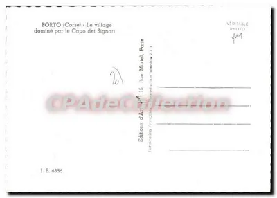 Porto (Korsyka) — wieś zdominowana przez Capo dei Signori — Éditions d'Art français, Paris — Rewers