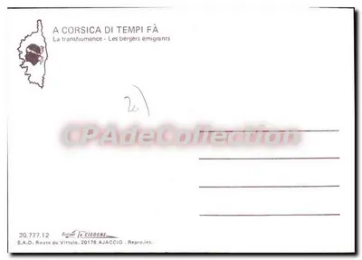 Os pastores emigrantes — S.A.D. Route du Virtulo, 20178 Ajaccio — n° 20.777.12 — Verso