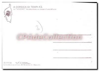 As chorões ao leito de uma falecida — A Corsica di Tempi Fà — S.A.D. Route du Vittulo, 20178 Ajaccio — Verso