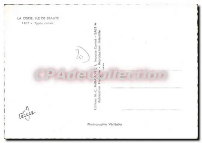 Bastia — Tipos corsos — Edições M.-C. Miramonty — Verso
