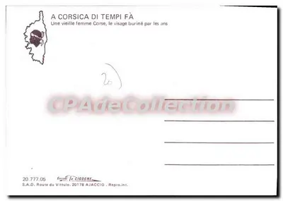 Stara kobieta z Korsyki, twarz wyryta przez lata — S.A.D. Route du Vittulo, 20178 Ajaccio, n° 20.777.05 — Rewers