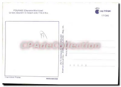 Fouras (Charente-Maritime) — El bote que asegura la conexión con la isla de Aix — Ediciones Cap Théojac — Reverso
