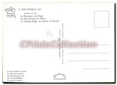 Fouras — Vista panorámica de la playa, el puerto y el faro — Editor Elée, N° 2579 — Reverso
