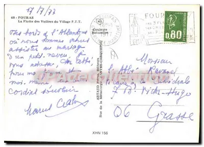 Fouras — La Flottille des Voiliers du Village — éditeur Artaud, n° XHN 156 — Verso