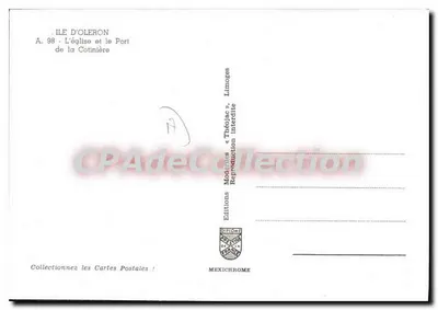 Wyspa Oléron — Widok na kościoł i port Cotinière — Wydawnictwo Diplôme — Rewers