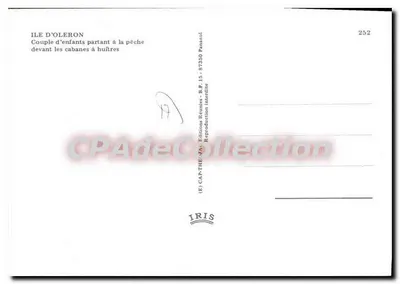 Wyspa Oleron — Para dzieci wychodząca na ryby przed chatami — IRIS, n°252 — Rewers