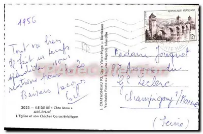 Kościół w Arles-en-Ré — charakterystyczny dzwonnica — L. Chatagneau, Bordeaux — Rewers