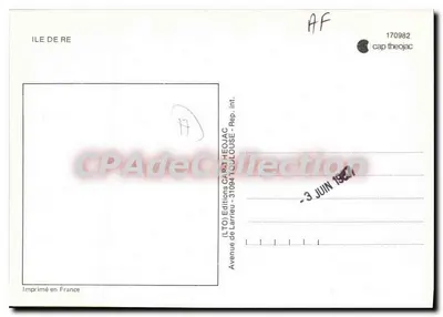 Ilha de Ré — Carta postal turística — Edições Larrieu, n° 170982 — Verso