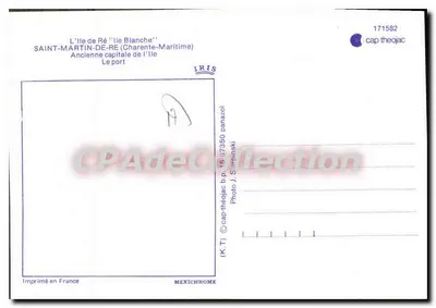 Saint-Martin-de-Ré — Antiga capital da Ilha — editor IRIS, n° 171582 — Verso