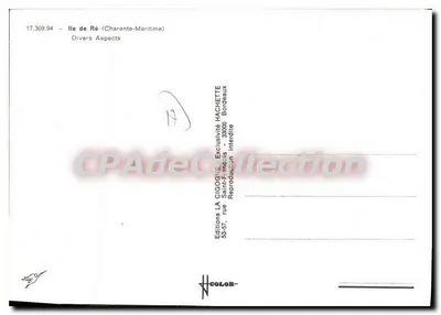 Isla de Ré — Diversos Aspectos — Ediciones LA CIGOGNE, Burdeos — Reverso