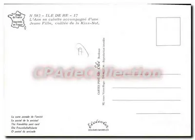Anne em fralda acompanhada por uma menina, com o chapéu Kiss-Not — Ilha de Ré — Editora Elée, N° 583 — Verso