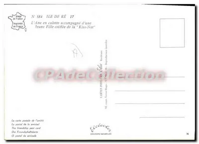Menina sobre um jumento — Ilha de Ré — Editor Elcé, n° 584 — Verso