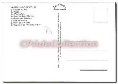 Wyspa Ré — Pamiątka z Wyspy Ré — Wydawca L. Chatagneau, Bordeaux — Rewers