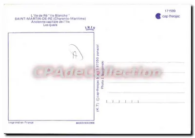 Saint-Martin-de-Ré — Antiga capital da Ilha — editor IRIS, n° 171599 — Verso