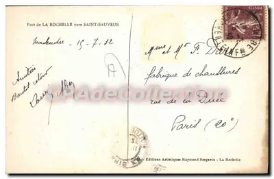 Porto de La Rochelle — pescadores e barcos a vela — Ramunche — Verso