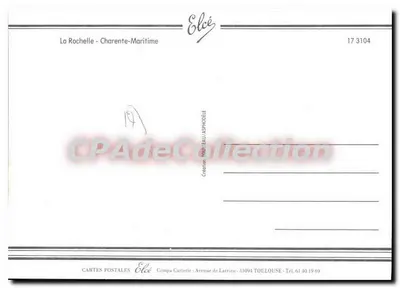 La Rochelle — Port i karikatura psa — Wydawca Elcé, nr 17 3104 — Rewers