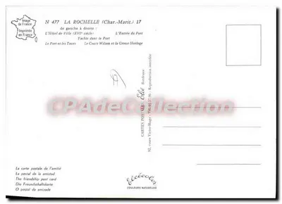 La Rochelle — Souvenir — Editor Elée, N° 477 — Verso