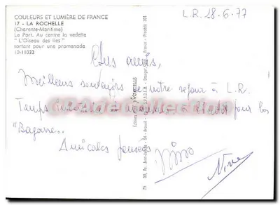 La Rochelle — O Porto, o «Pássaro das ilhas» saindo para uma caminhada — Éditions Jean-Louis, 10-11032 — Verso