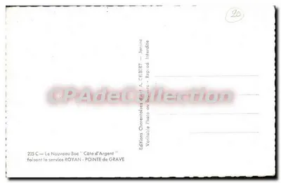 Nowy Boc 'Côte d'Argent' — Royan - Pointe de Grave — Wydawnictwo Charentaises d'A. CILBERT — Rewers