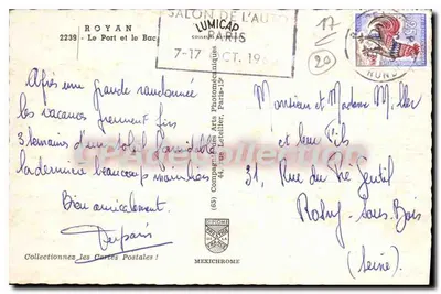 O Porto e o Bateau — Royan — editor Mexichrome, n° 2239 — Verso