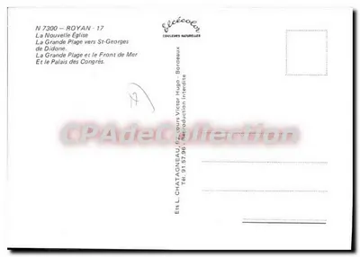 Royan — Lembrança de Royan — Editor Élécoeur, N° 7300 — Verso