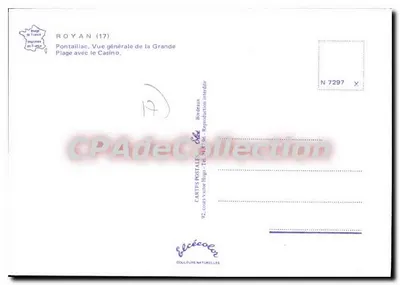 Royan (17) — Vista geral da Grande Praia com o Cassino — Editor Elcé — Verso