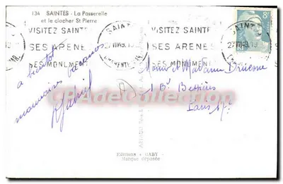 Saintes - A Ponte e a torre da Igreja de São Pedro — Éditions GABY, n° 134 — Verso