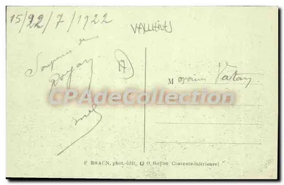 Falaise Vallières — Ogólny widok ku wysokiej mowie — F. BRAUN, fot.-wyd., O. Royan, Charente-Inférieure — Rewers