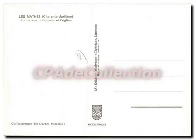 Les Mathes (Charente-Maritime) — A rua principal e a igreja — Édition Moderne, Limoges — Verso