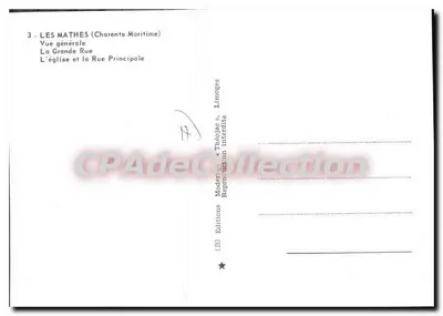 Les Mathes — vista geral, igreja, rua principal — Éditions Théo Jac — Verso