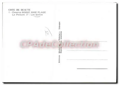 Camping Bonne Anse Praia — La Palmyre 17 - Les Mathes — Éditions Moderies — Verso