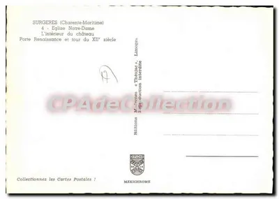 Surgères — Igreja Nossa Senhora e castelo — Edições Mexichrome — Verso