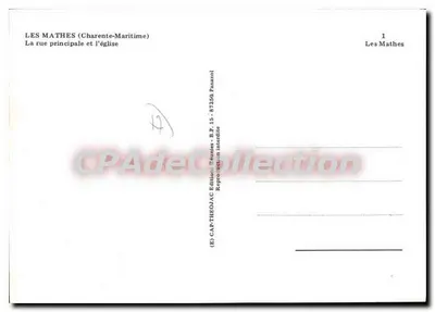 Les Mathes (Charente-Maritime) — A rua principal e a igreja — Éditions Pégimies — Verso