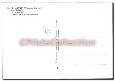 Les Mathes — vista geral, igreja e rua principal — Edições « Théoljar », Limoges — Verso