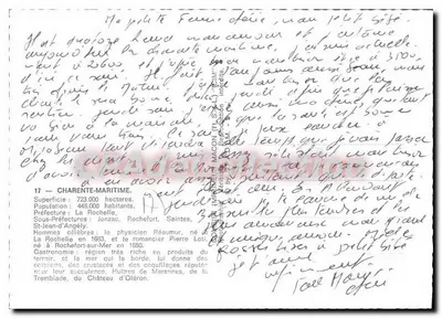 Charente-Maritime — tarjeta postal turística con mapa y fotos de lugares — editor no identificado — Reverso