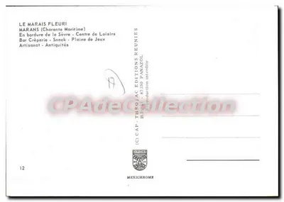 O Parque Florido — Marans (Charente Maritime) — CAP THEO AC EDITIONS PANAZOL — Verso