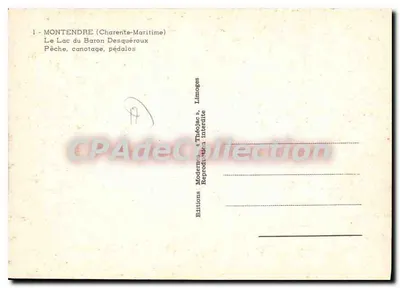 Montendre (Charente-Maritime) — Jezioro Barona Desquéroux — Wydawnictwo Modernes « Théolojac » — Rewers