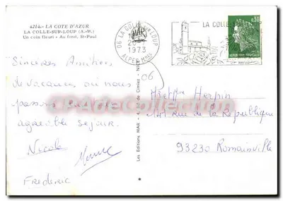 La Colle-sur-Loup — Een bloeiend hoekje — In de verte, St-Paul — Le Editions MAR — Achterkant
