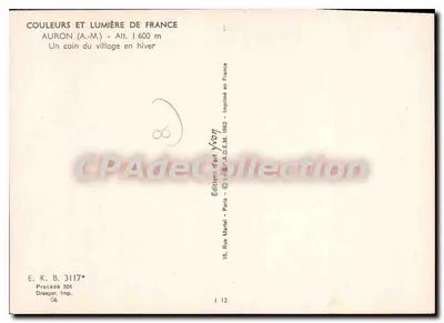 Auron (A.-M.) — Um canto do vilarejo no inverno — Éditions Yvon, n° 3117 — Verso