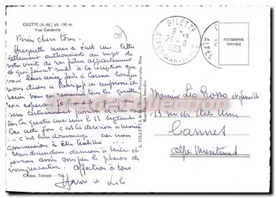 Gilette (A.M.) — Vista Generale — L. Gillette & Fotografo, Nizza — Verso