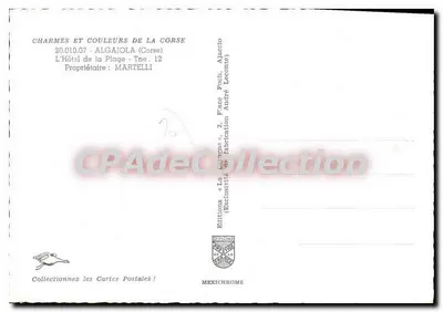 Hôtel de la Plage — Algaïola, Korsyka — Éditions Diplome — Rewers