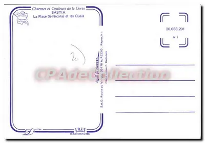 Bastia — Plac Świętego Nikodema i nabrzeża — S.A.D. CIGOGNE, Repro.Int. 20.033.201 — Rewers