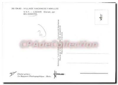 Wsię wakacyjna dla rodzin - Lozari (Korsyka) — Wydawnictwo 'La Cigogne', nr 20.134.83 — Rewers