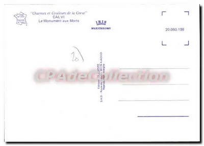 Calvi — Pomnik Upamiętnienia — wydanie IRIS Mexichrome — Rewers