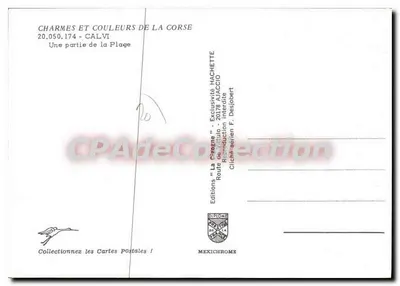 Calvi — Uma parte da Praia — Edições 'La Crègène' n°20.050.174 — Verso
