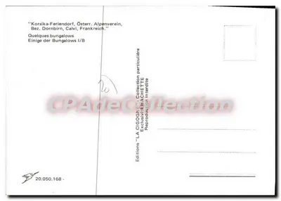 Bungalows em Calvi — Córsega — Edições LA CIGOGNE — Verso