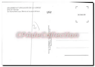 Calvi (Korsyka) — Pomnik Upamiętniający Zmarłych i ulica Wilson — Wydawnictwo IRIS — Rewers