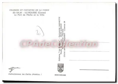 O Porto de Pesca e a Cidade — Ilha-Rousse (Córsega) — Edições 'La Grigia' - Diplôme Mexichrome — Verso