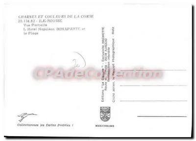 Ile-Rousse — Widok częściowy z Hotelu Bonaparte i plaży — Wydawnictwo 'La Cigale' i Mexichrome — Rewers