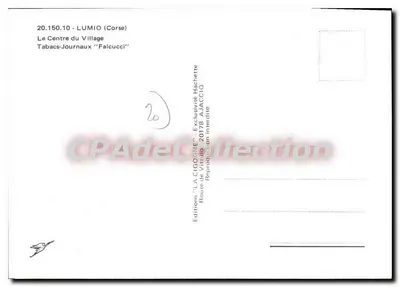 Lumio (Korsyka) — Widok na środek wsi — Wydawnictwo 'LA CIGOGNE' — Rewers